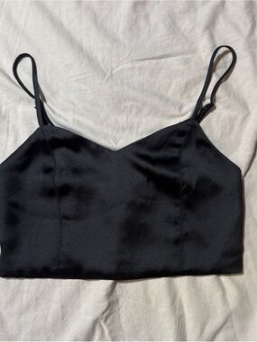 House of Harlow Black Satin Cami Crop Top